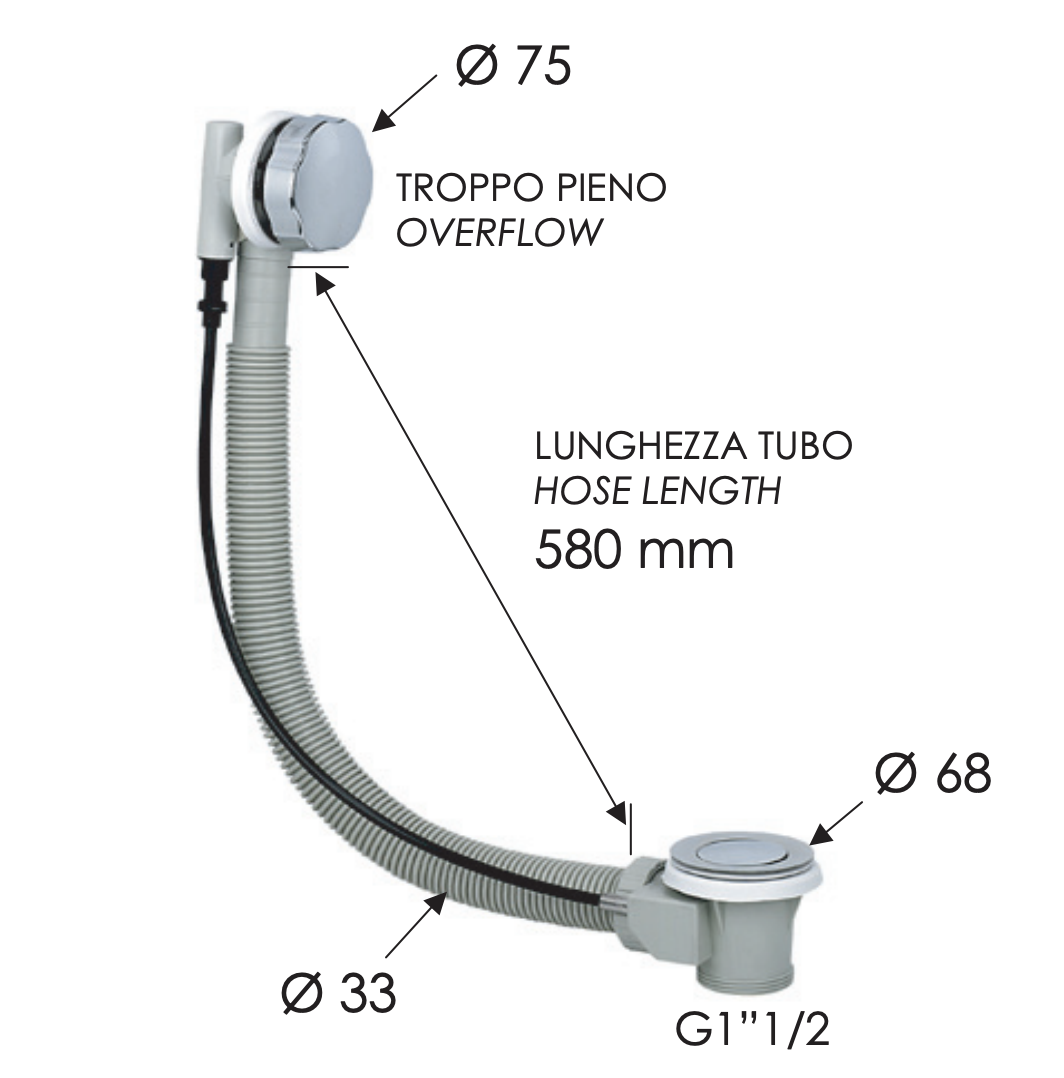 Remer Слив-перелив полуавтоматический для ванны, цвет: vecchio ottone 96PVO