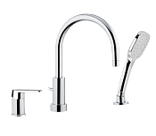 Remer Dream Смеситель на борт ванны, излив 21,5 см, лейка 3 вида струи, шланг 150 см, цвет: cromo D078CP