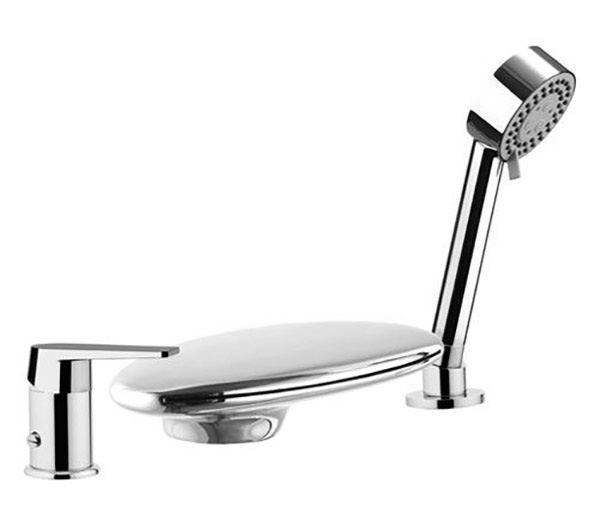Remer Dream Смеситель на борт ванны, каскадный излив, лейка 3 вида струи, шланг 150 см, цвет: cromo D07UF