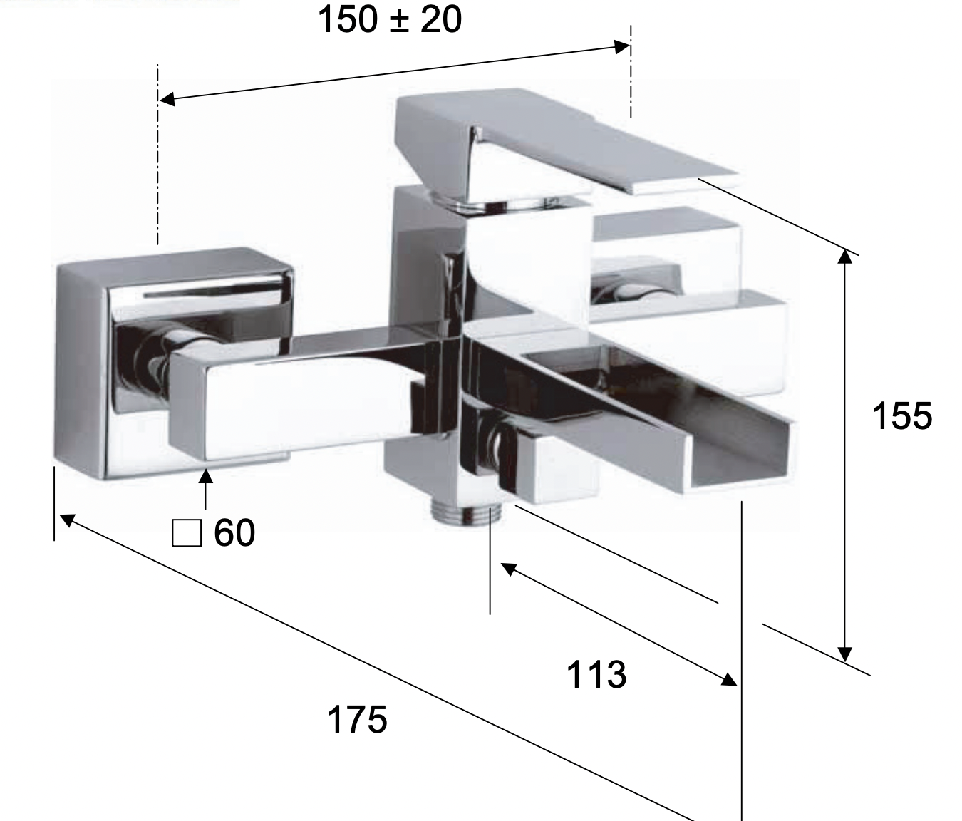 Remer Qubika Cascata Смеситель для ванны с душем, цвет: cromo QC05