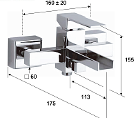 Remer Qubika Cascata Смеситель для ванны с душем, цвет: cromo QC05