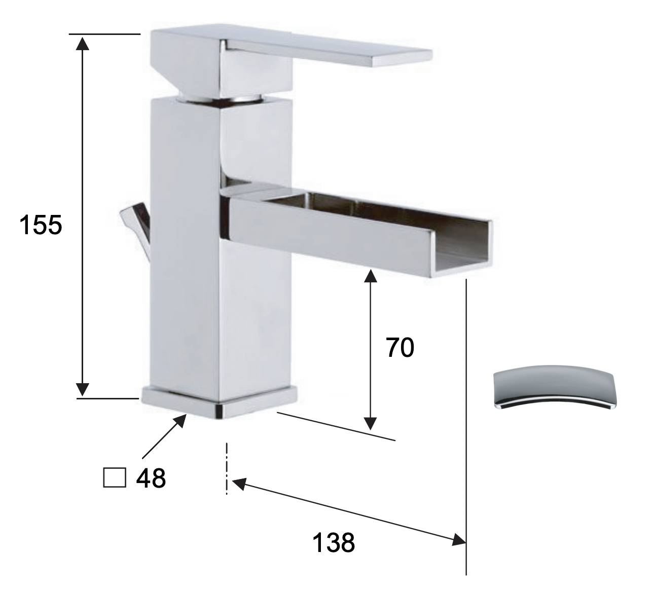 Remer Qubika Cascata Смеситель для раковины, с донным клапаном, высота излива 7 см, цвет: cromo QC10