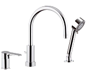 Remer Winner Смеситель на борт ванны, излив 21,5 см, лейка 4 вида струи, шланг 150 см, цвет: cromo W07