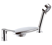 Remer Winner Смеситель на борт ванны, каскадный излив, лейка 4 вида струи, шланг 150 см, цвет: cromo W07UF