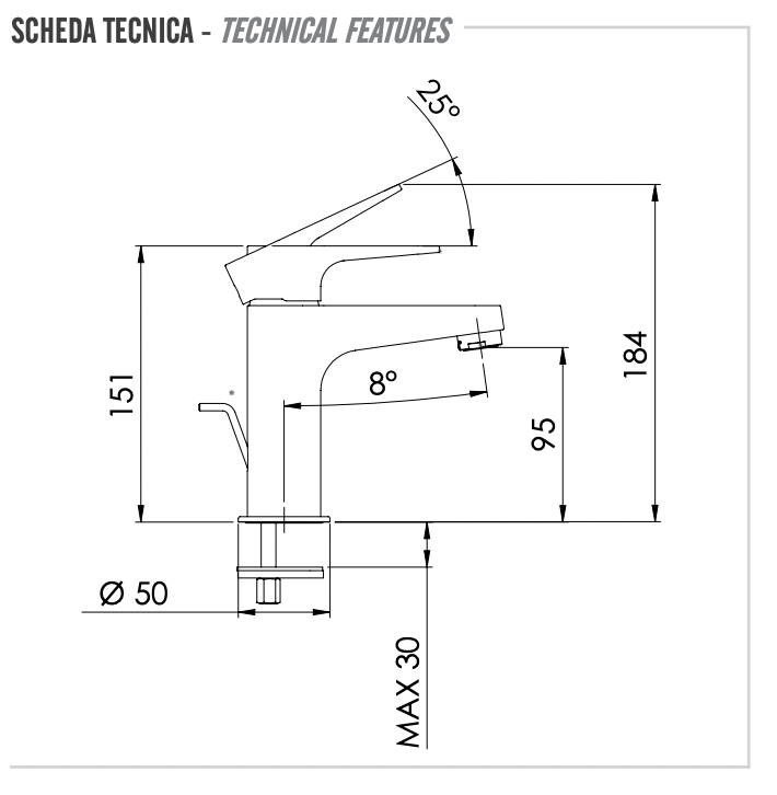 Remer Winner Смеситель для раковины, с донным клапаном, высота излива 9,5 см, цвет: cromo W10