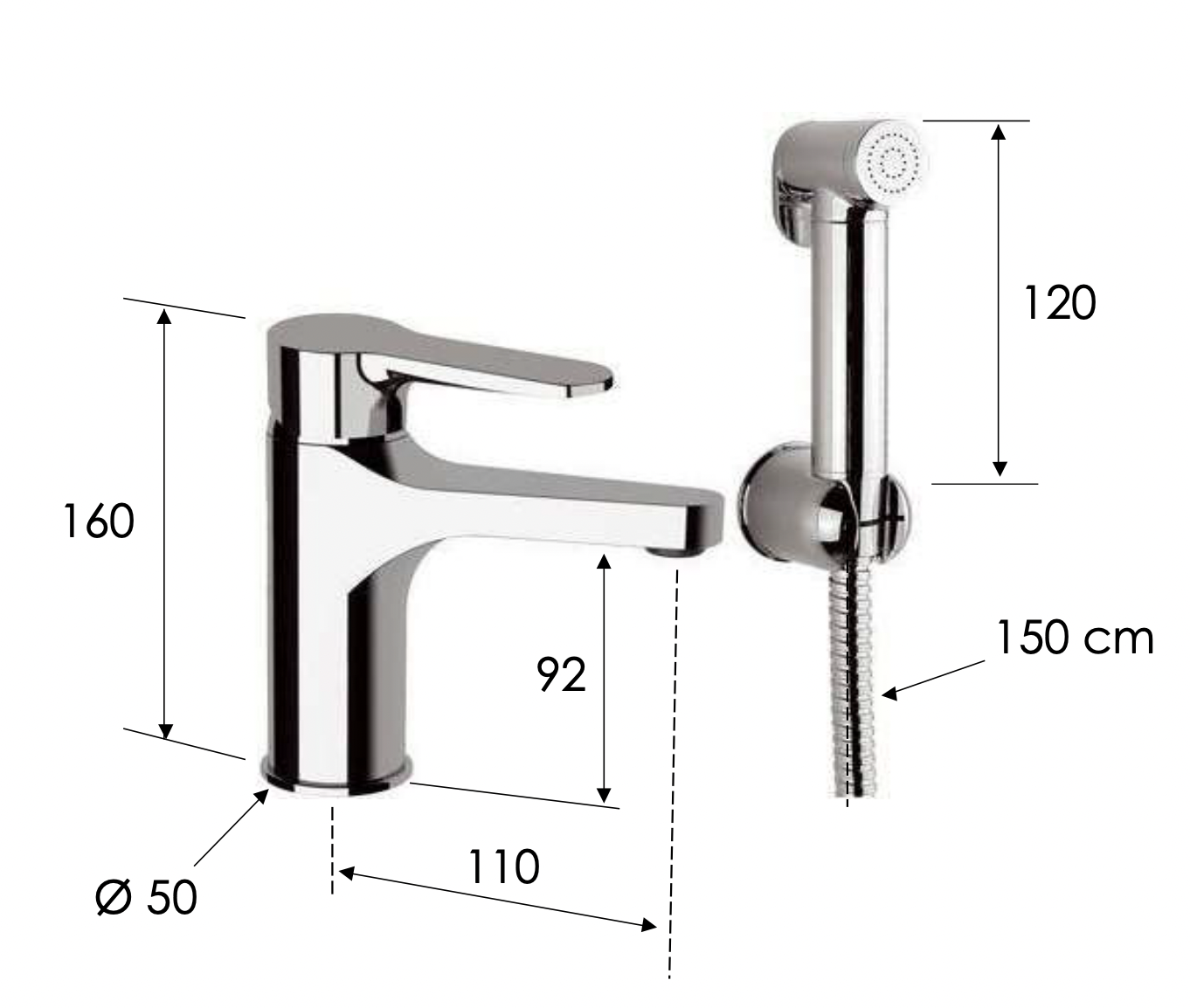 Remer Winner Смеситель для раковины, д/к, высота излива 9,2 см, ручной душ, шланг, цвет: cromo W10SHW