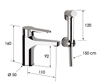 Remer Winner Смеситель для раковины, д/к, высота излива 9,2 см, ручной душ, шланг, цвет: cromo W10SHW