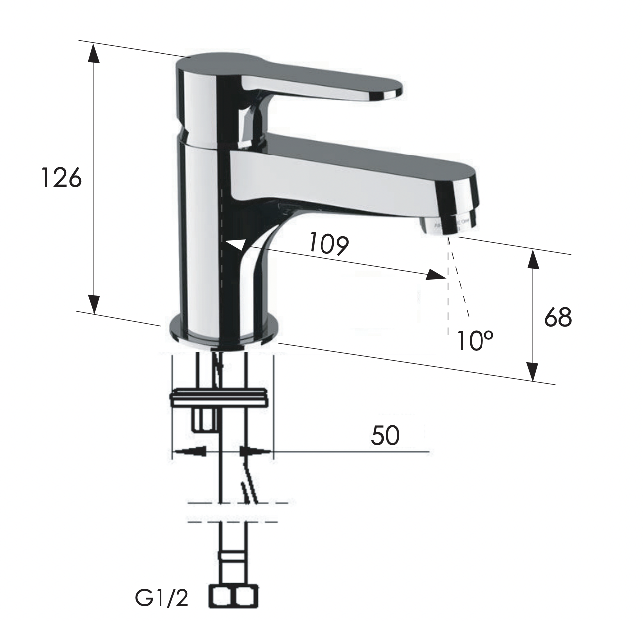Remer Winner Смеситель для раковины, без донного клапана, высота излива 6,8 см, цвет: cromo W11S