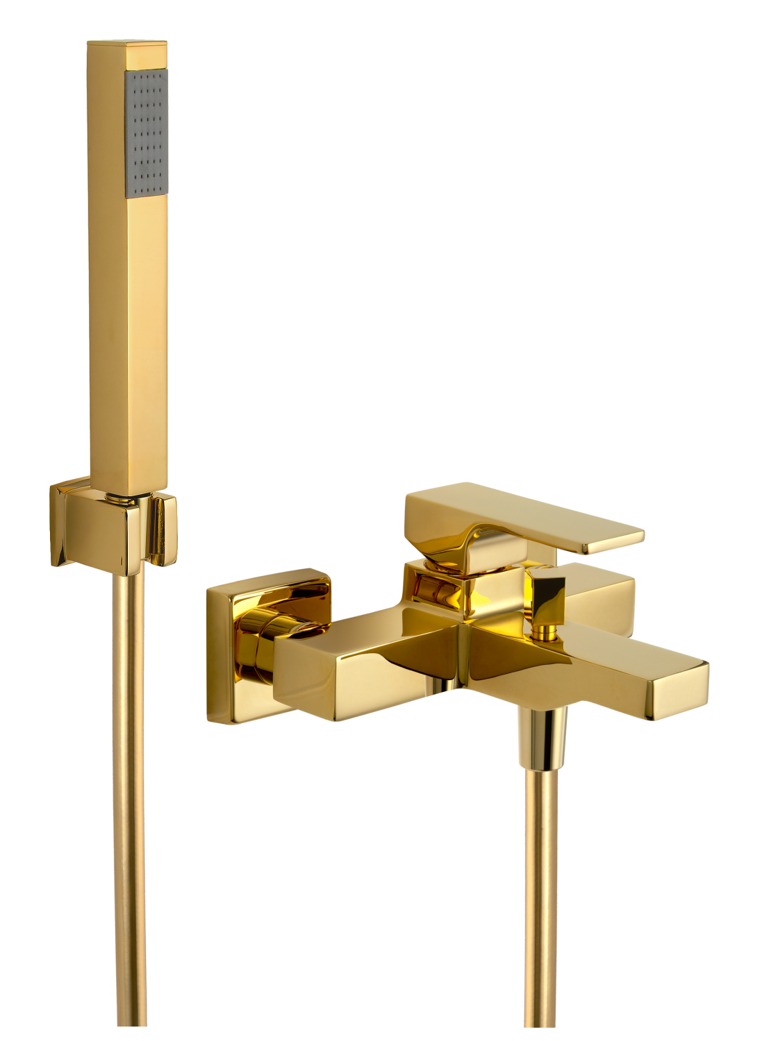 Remer Absolute Смеситель для ванны с душем, лейка, держатель, шланг 150 см, цвет: oro lucido AU02DO