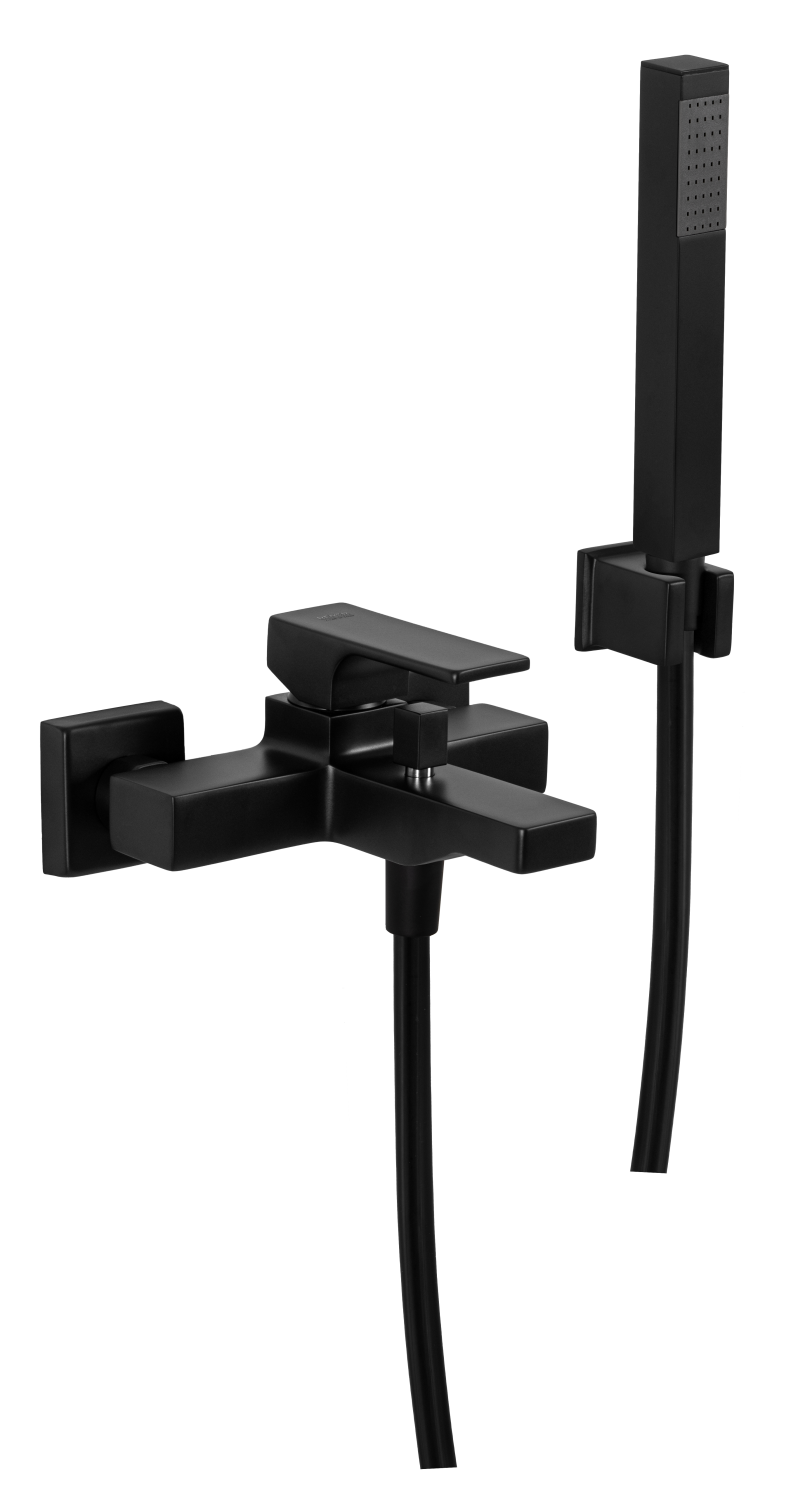 Remer Absolute Смеситель для ванны с душем, лейка, держатель, шланг 150 см, цвет: nero opaco AU02NO