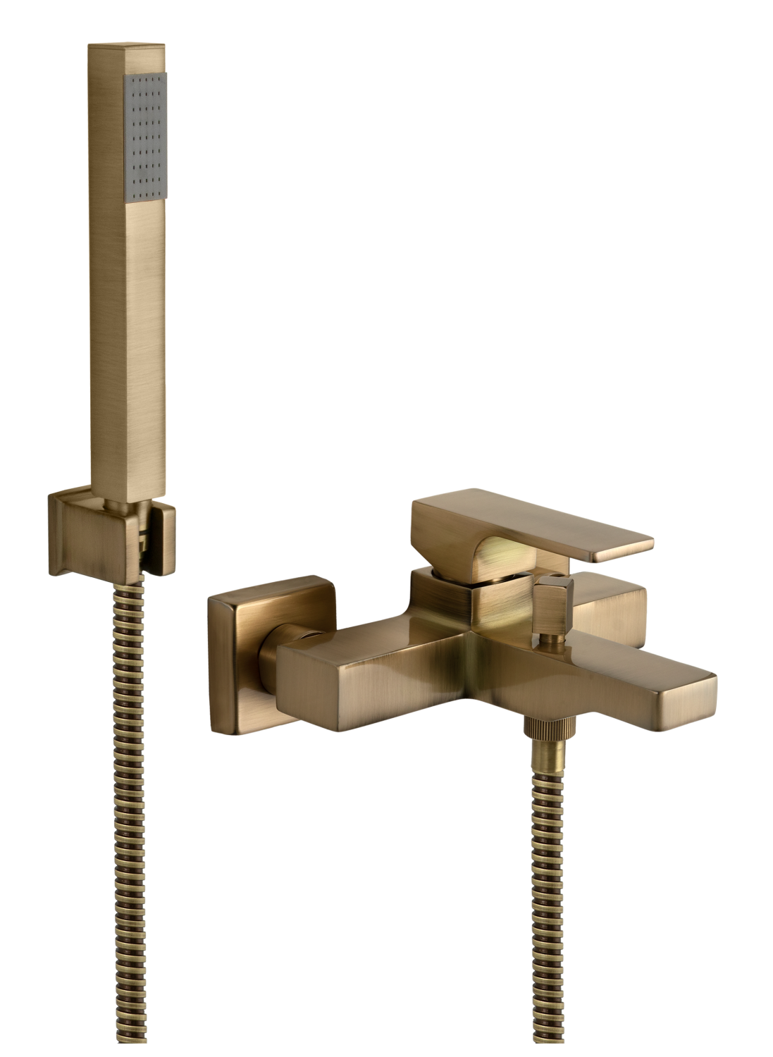 Remer Absolute Смеситель для ванны с душем, лейка, держатель, шланг 150 см, цвет: vecchio ottone AU02VO