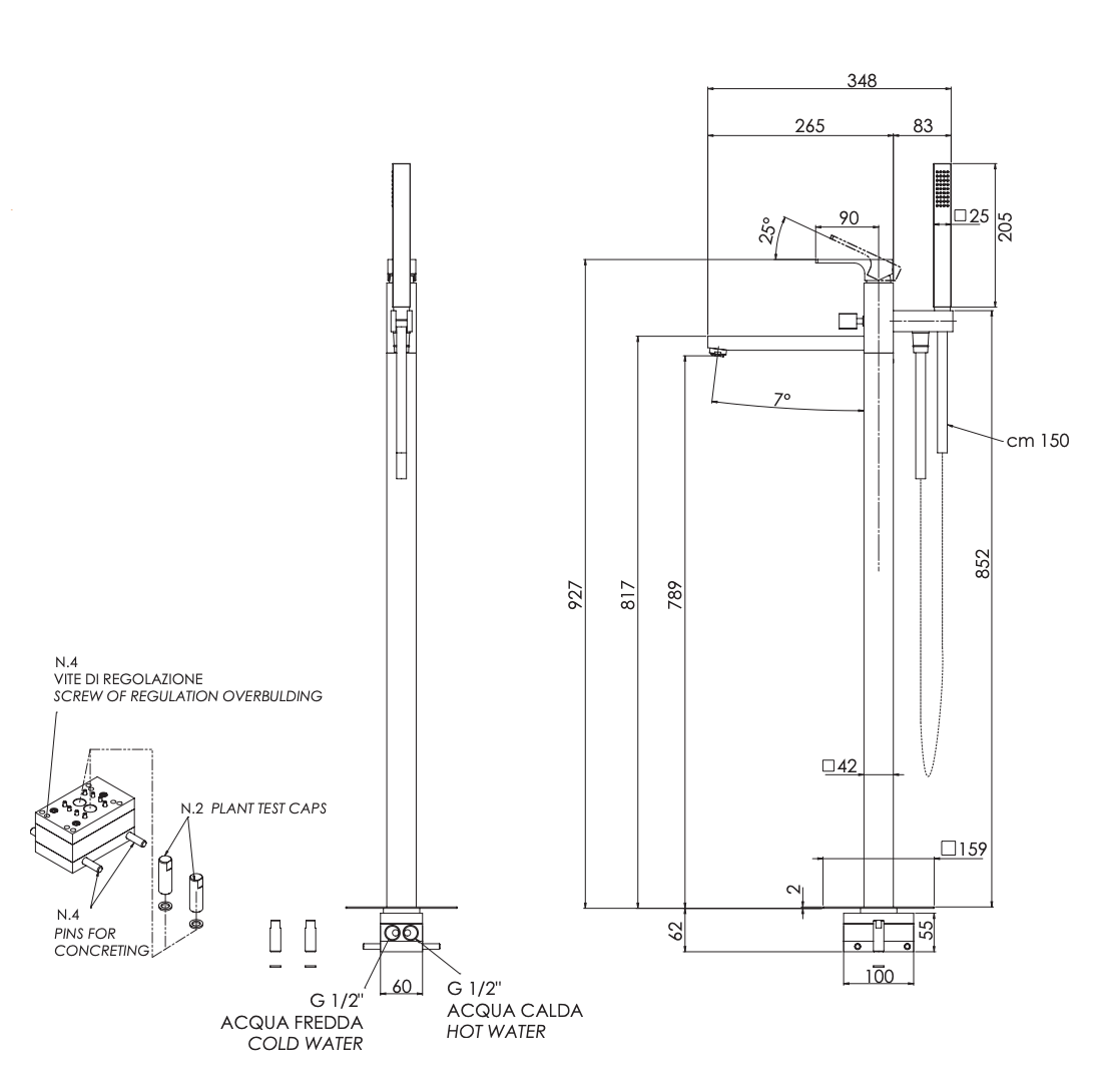 Remer Absolute Смеситель для ванны напольный, со скрытой частью, цвет: bianco opaco AU08BO