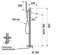 Remer Class Line Смеситель для ванны напольный, излив 20,1 см, со скрытой частью, цвет: cromo L08