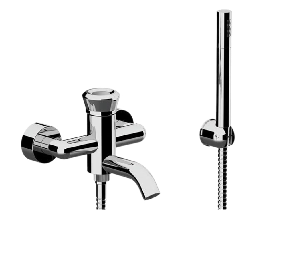Remer Element Смеситель для ванны с душем, лейка, держатель, шланг 150 см, цвет: cromo ET02