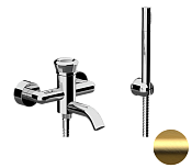 Remer Element Смеситель для ванны с душем, лейка, держатель, шланг 150 см, цвет: oro spazzolato ET02BG