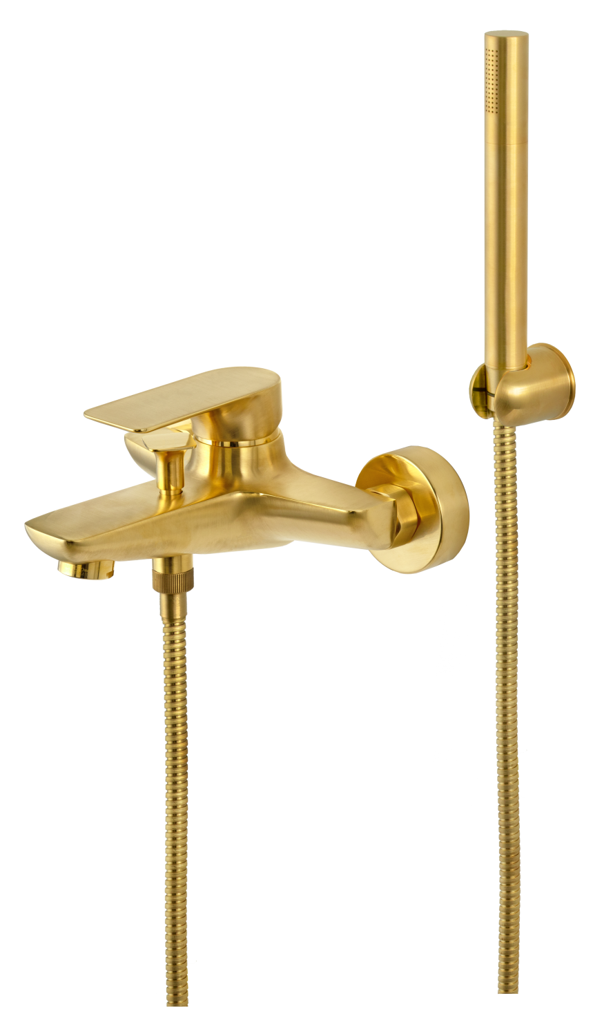 Remer Infinity Смеситель для ванны с душем, лейка, держатель, шланг 150 см, цвет: oro spazzolato I02BG