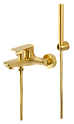 Remer Infinity Смеситель для ванны с душем, лейка, держатель, шланг 150 см, цвет: oro spazzolato I02BG