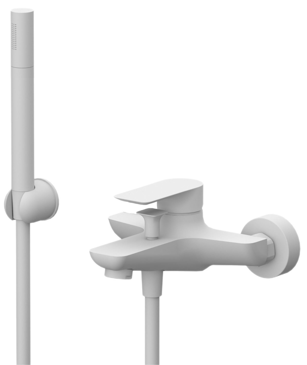 Remer Infinity Смеситель для ванны с душем, лейка, держатель, шланг 150 см, цвет: bianco opaco I02BO
