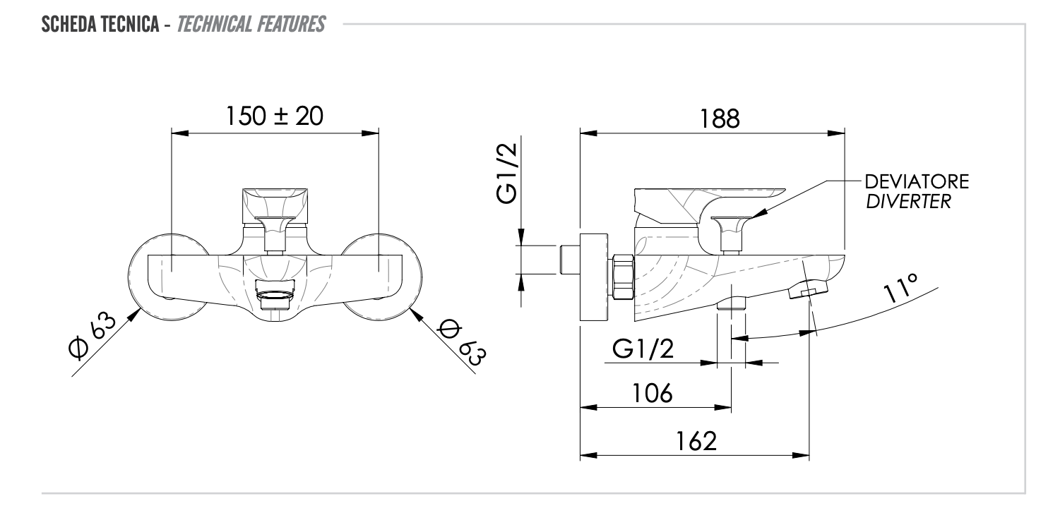Remer Infinity Смеситель для ванны с душем, цвет: cromo I05