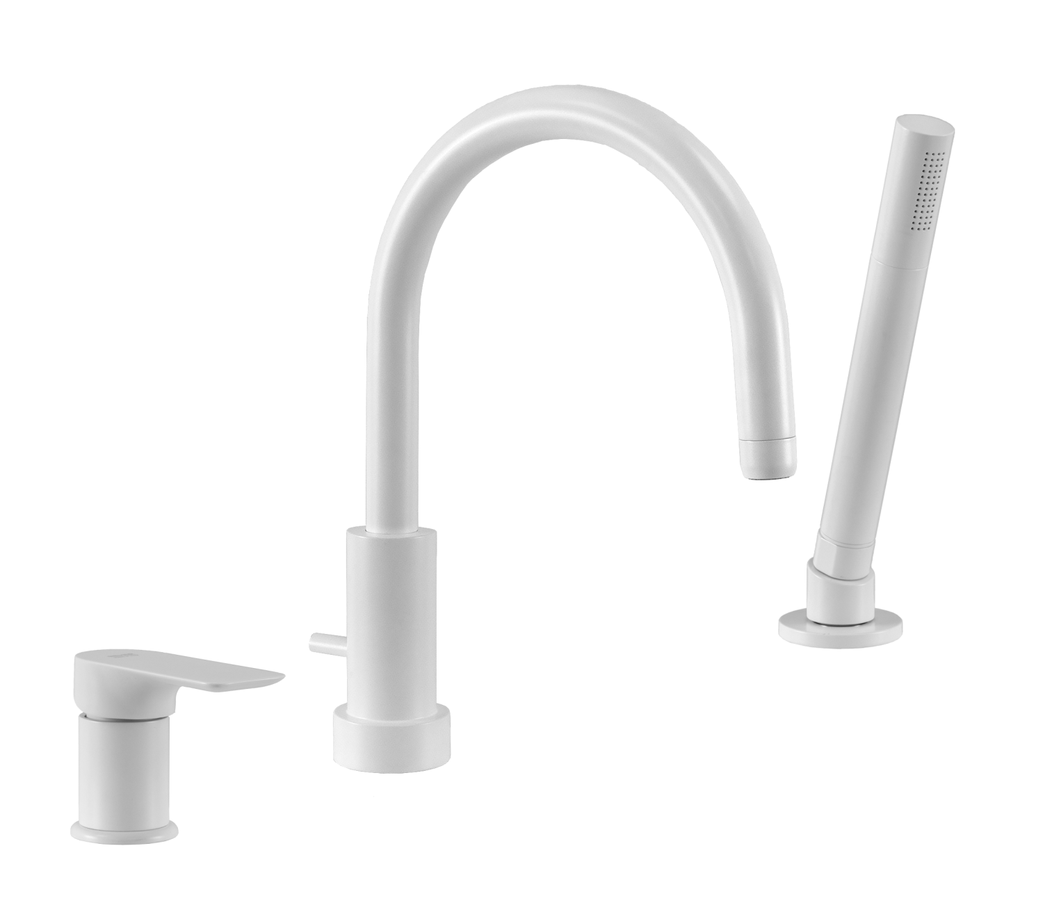 Remer Infinity Смеситель на борт ванны, излив 21,5 см, ручной душ, шланг 150 см, цвет: bianco opaco I07BO