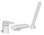 Remer Infinity Смеситель на борт ванны, каскадный излив, лейка 4 режима, шланг, цвет: bianco opaco I07UFBO