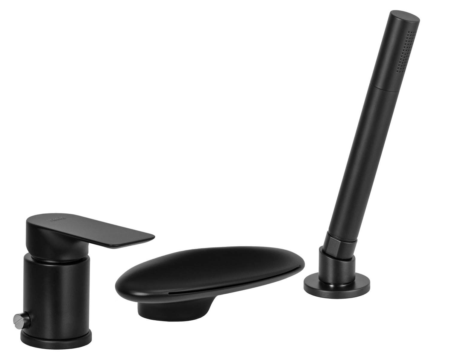 Remer Infinity Смеситель на борт ванны, каскадный излив, лейка 4 режима, шланг, цвет: nero opaco I07UFNO