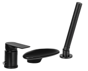 Remer Infinity Смеситель на борт ванны, каскадный излив, лейка 4 режима, шланг, цвет: nero opaco I07UFNO