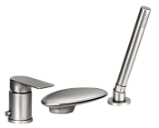 Remer Infinity Смеситель на борт ванны, каскадный излив, лейка, шланг, цвет: nichel spazzolato I07UFNP