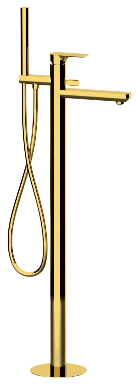 Remer Infinity Смеситель для ванны напольный, излив 18 см, со скрытой частью, цвет: oro lucido I08DO