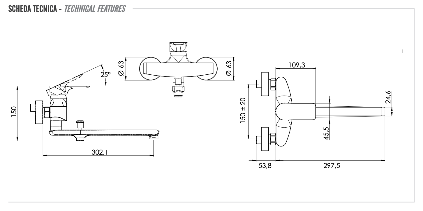 Remer Infinity Смеситель для ванны с душем, цвет: cromo i46
