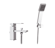 Remer Qubika Смеситель на борт ванны , излив 18 см, ручной душ, держатель, шланг 150 см, цвет: cromo Q03