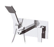 Remer Qubika Смеситель для ванны встраиваемый, излив, лейка 1 режим, шланг 150 см, цвет: cromo Q04