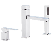 Remer Qubika Смеситель на борт ванны, излив 17,8 см, лейка 1 вид струи, шланг 150 см, цвет: cromo Q07