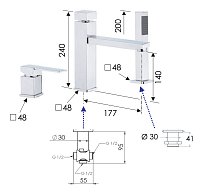 Remer Qubika Смеситель на борт ванны, излив 17,8 см, лейка 1 вид струи, шланг 150 см, цвет: cromo Q07
