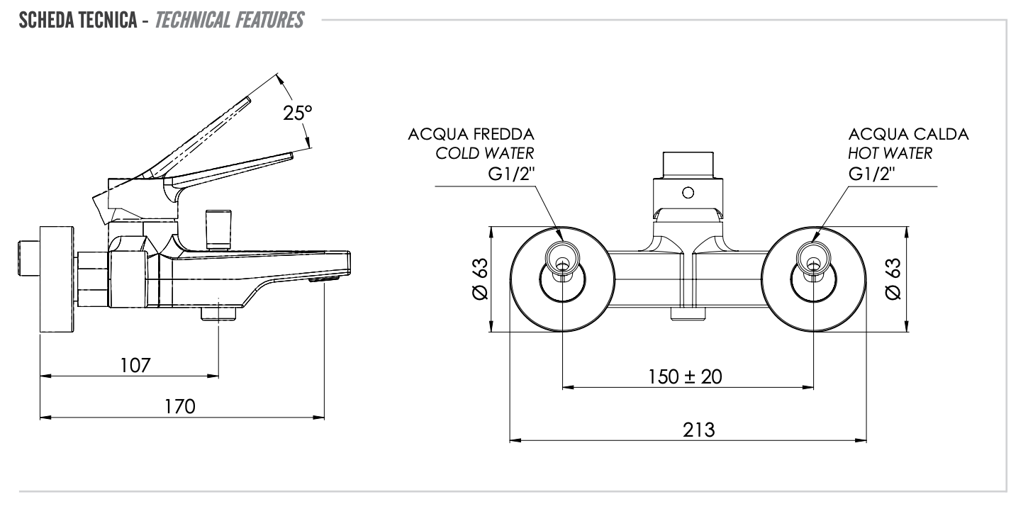 Remer Slash & Dot Смеситель для ванны с душем, цвет: cromo SL05