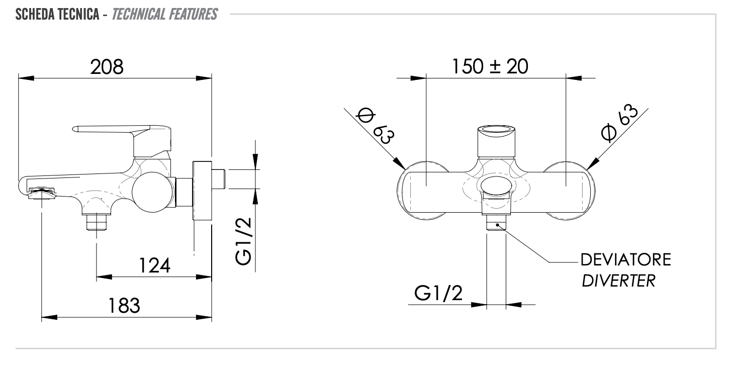 Remer Vanity Смеситель для ванны с душем, цвет: cromo V05