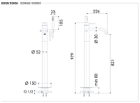 Remer X Style Смеситель для ванны напольный, излив 18 см, со скрытой частью, цвет: inox spazzolato SSX08