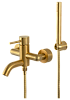Remer X Style Смеситель для ванны с душем, лейка, держатель, шланг 150 см, цвет: oro spazzolato X02BG