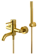 Remer X Style Смеситель для ванны с душем, лейка, держатель, шланг 150 см, цвет: oro lucido X02DO