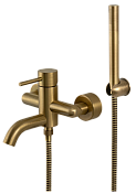 Remer X Style Смеситель для ванны с душем, лейка, держатель, шланг 150 см, цвет: vecchio ottone X02VO