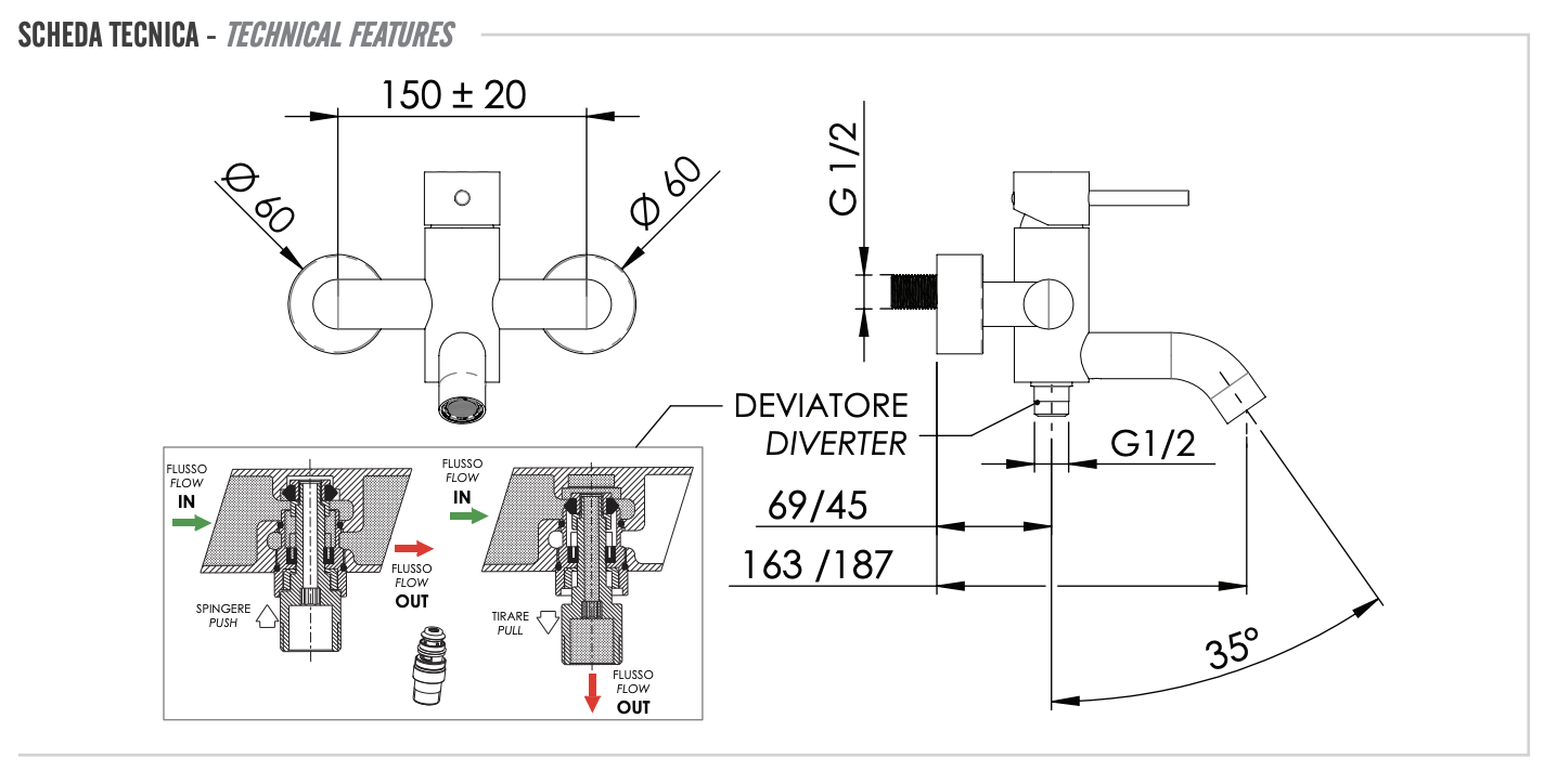 Remer X Style Смеситель для ванны с душем, цвет: oro lucido X05DO