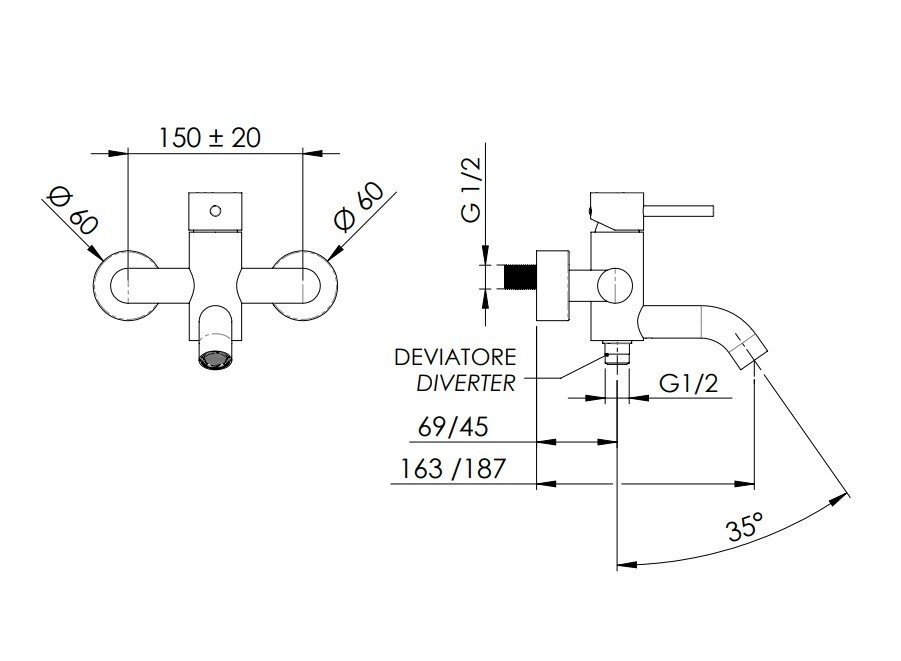 Remer X Style Смеситель для ванны с душем, цвет: rame lucido X05RL