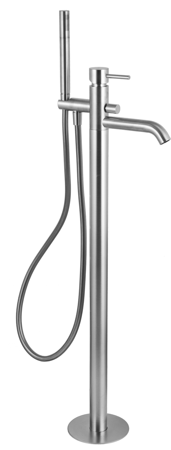 Remer X Style Смеситель для ванны напольный, излив 18 см, со скрытой частью, цвет: nichel spazzolato X08NP