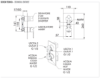 Remer Energy Смеситель для ванны встраиваемый на 2 потребителя, с встраиваемой частью, цвет: cromo EY92