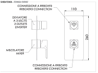 Remer Energy Смеситель для ванны встраиваемый на 3 потребителя, внешняя часть, цвет: bianco opaco EY93KBBO