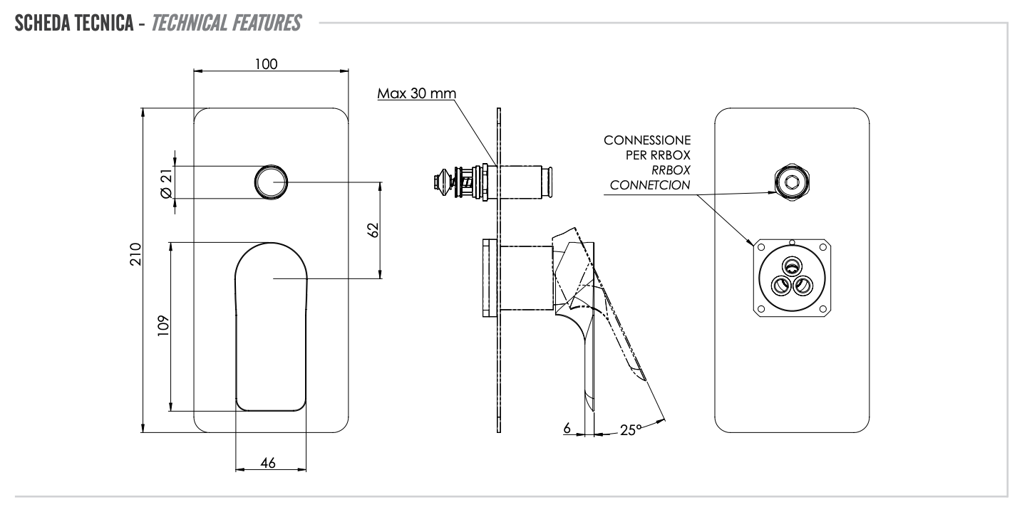 Remer Infinity Смеситель для ванны встраиваемый, 2 потребителя, цвет: nichel spazzolato opaco I09KBNPO
