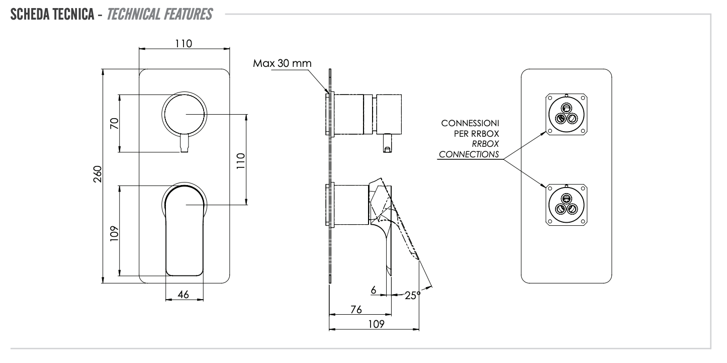 Remer Infinity Смеситель для ванны встраиваемый на 2 потребителя, внешняя часть, цвет: oro lucido I92KBDO