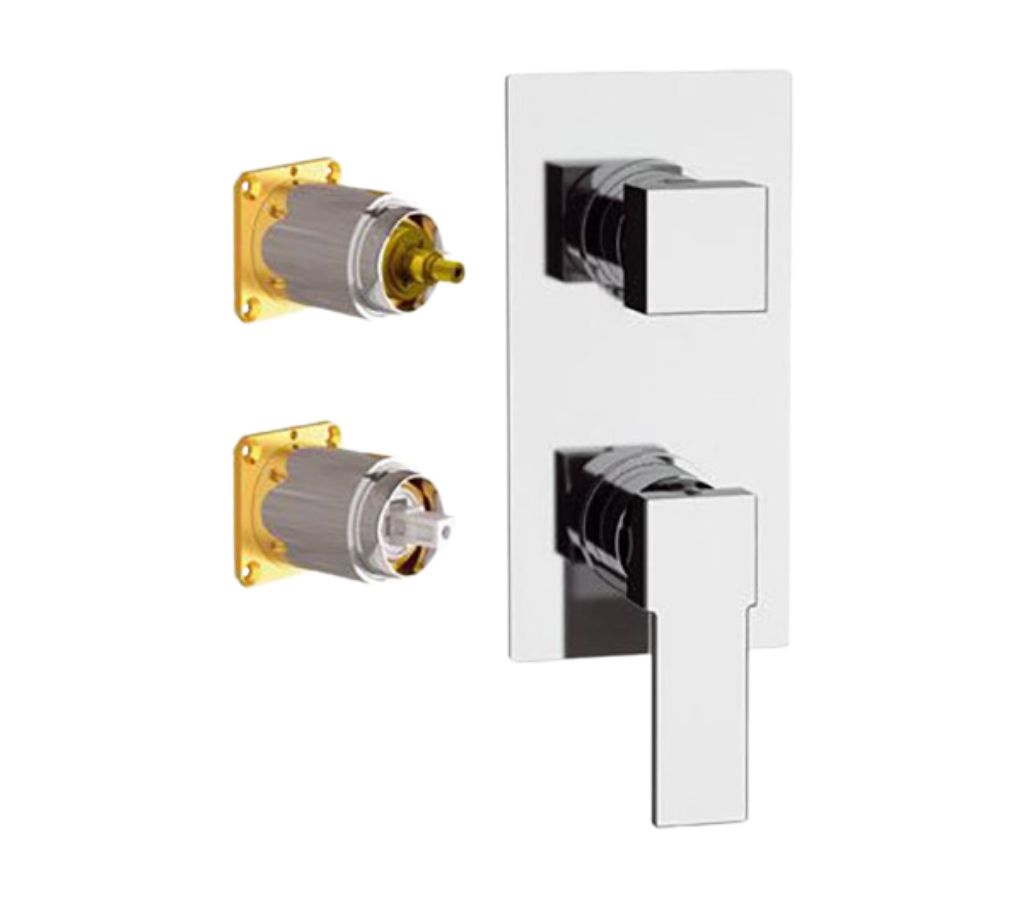 Remer Qubika Смеситель для ванны встраиваемый на 2 потребителя, внешняя часть, цвет: cromo Q92KB