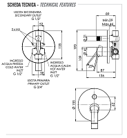 Remer Slash & Dot Смеситель для ванны встраиваемый, 2 потребителя, с скрытой частью, цвет: cromo SL09H
