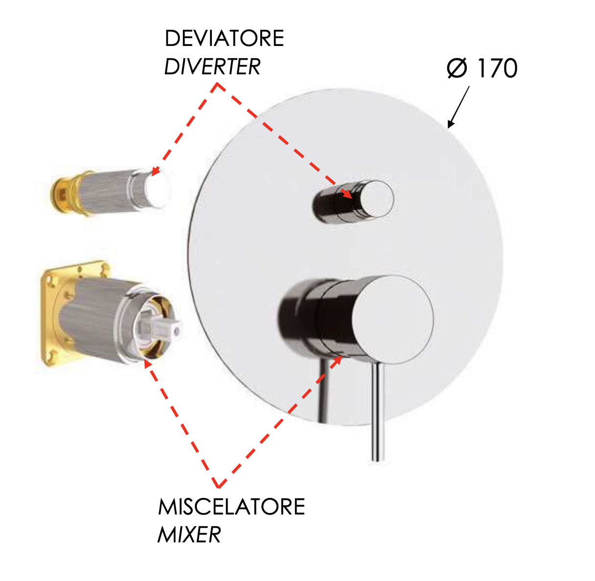 Remer X Style Смеситель для ванны встраиваемый на 2 потребителя, внешняя часть, цвет: cromo X09KB